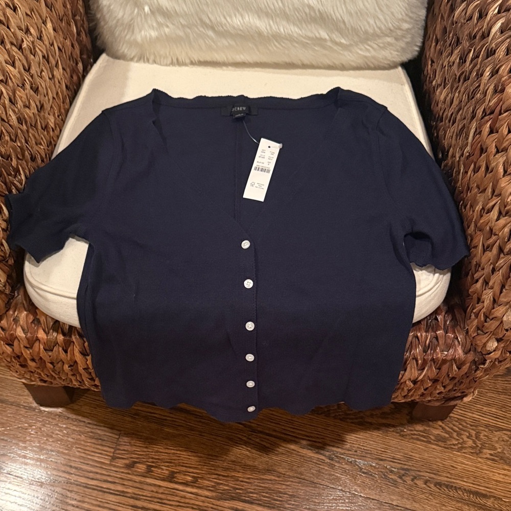 J. Crew Women's Navy short sleeved cardigan